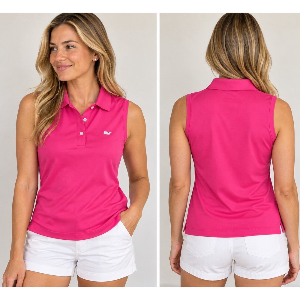 Vineyard Vines Women's Sleeveless Performance Polo Shirt Pink Size Small